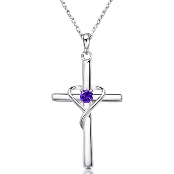 AmorAime 925 Sterling Silver Cross Necklace for Women Men 5A CZ Birthsto… - Picture 13 of 16